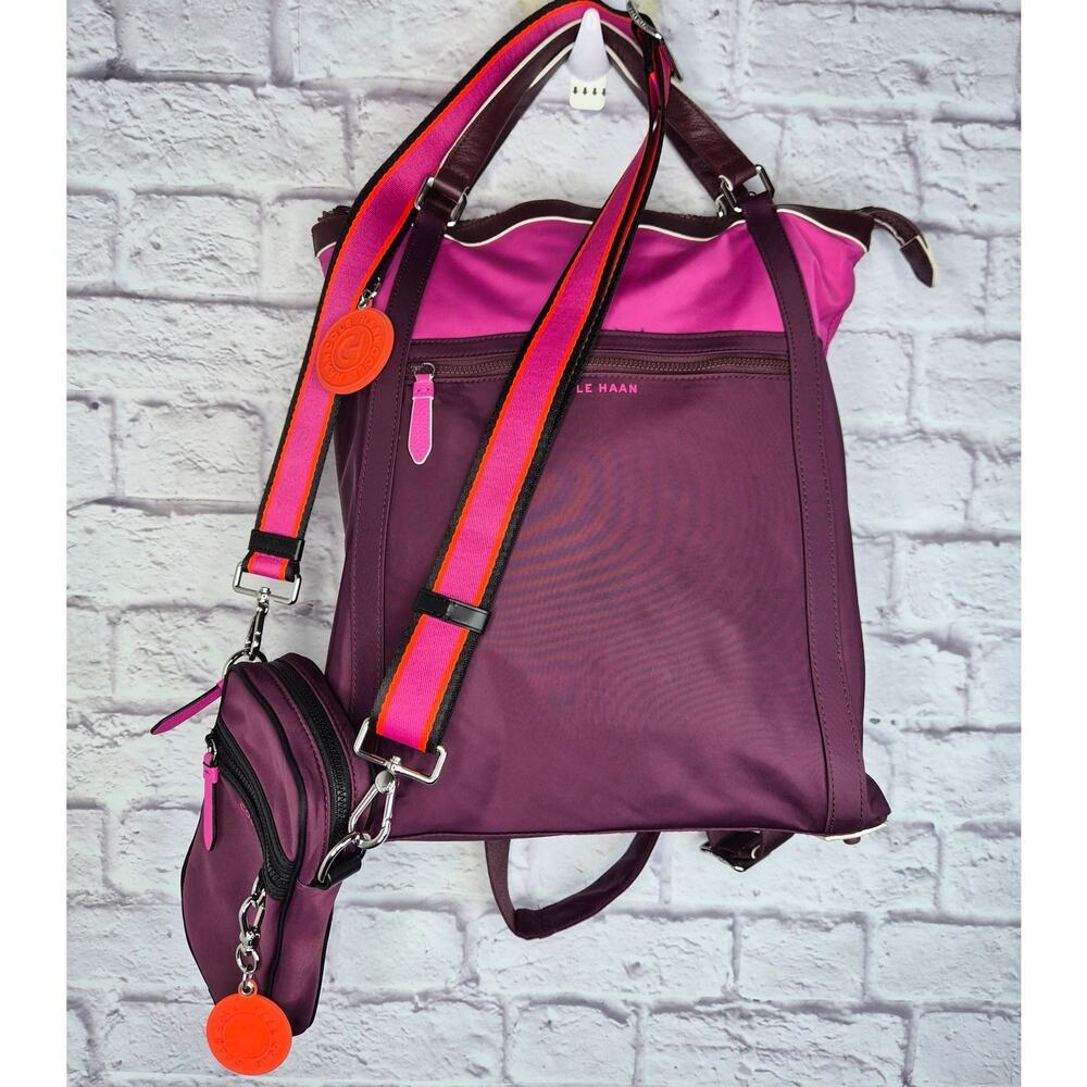 Cole Haan Nylon Convertible Backpack & Crossbody Travel Set Pink Purple